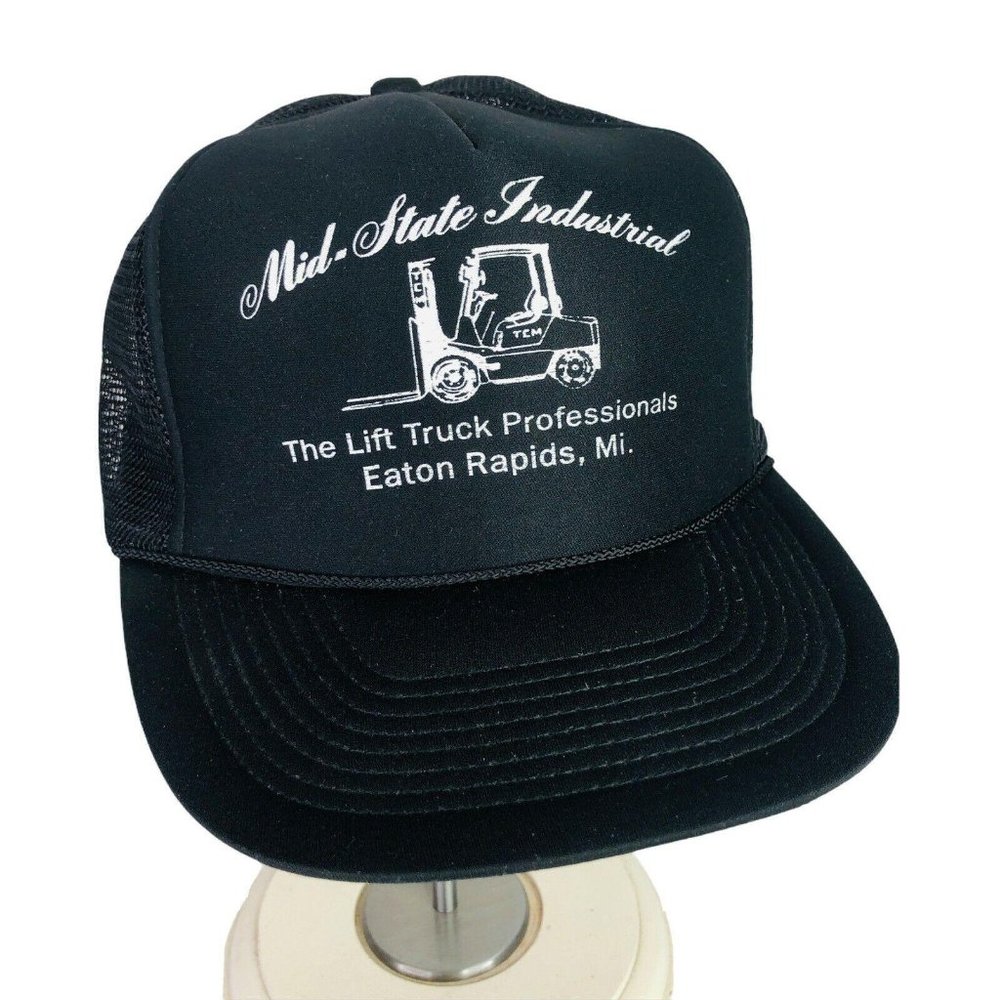 Mid State Industrial Fork Lift Hat Lift Truck‎ Professionals Black Mesh Snapback